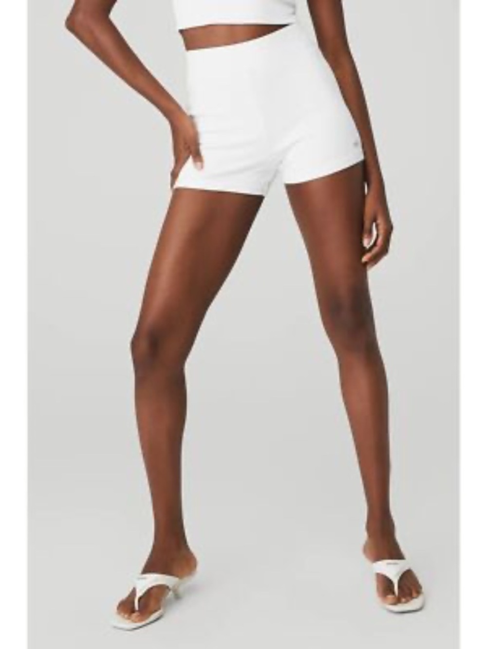 3" Airbrush High Waist Biker Short, White, Alo Yoga, Size S